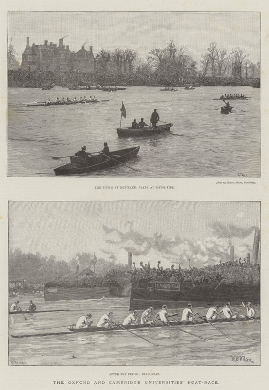 De bootrace van de universiteiten van Oxford en Cambridge door William Barnes Wollen