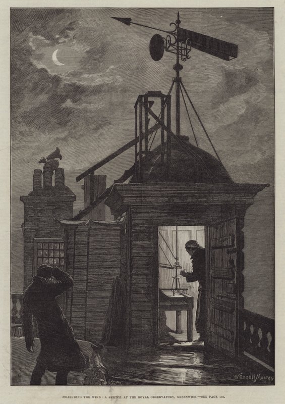 De wind meten, een schets bij het Koninklijk Observatorium, Greenwich door William Bazett Murray