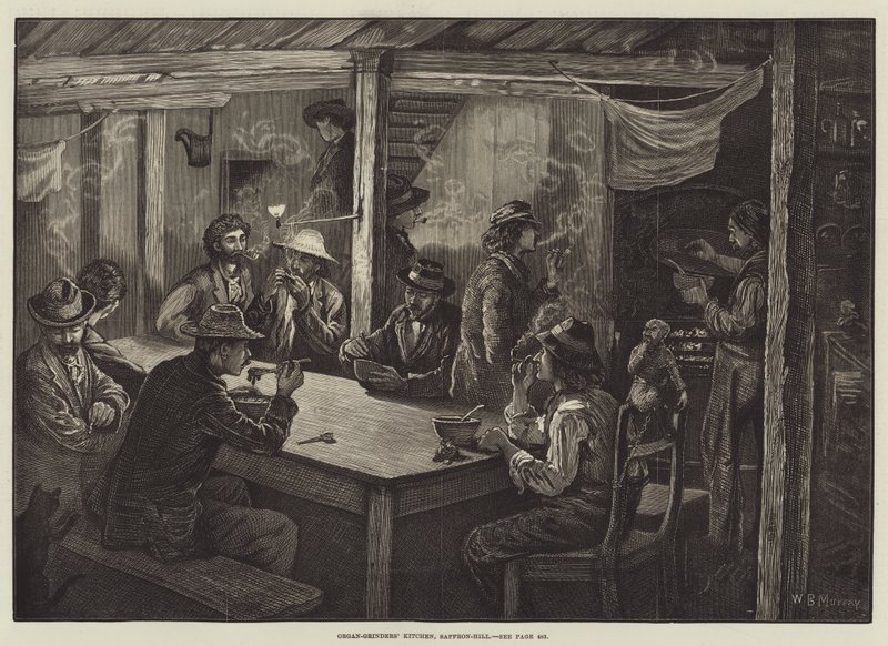 Keuken van Orgelspelers, Saffron-Hill door William Bazett Murray