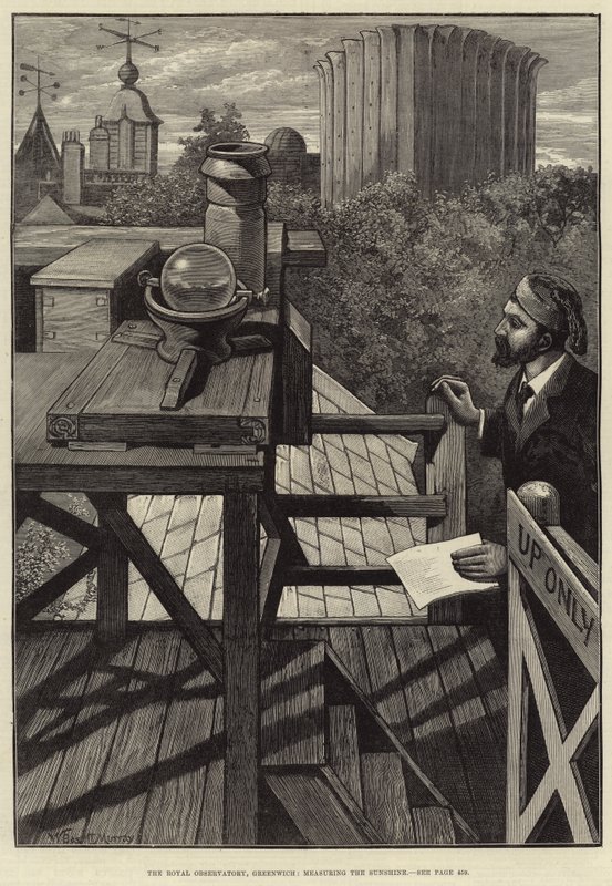 Het Koninklijk Observatorium, Greenwich, het meten van de zonneschijn door William Bazett Murray