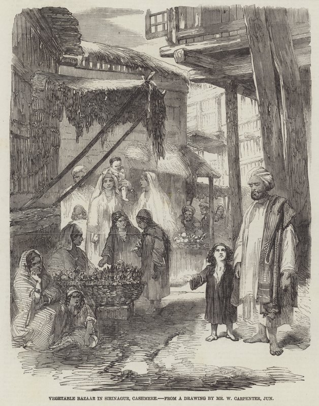 Groentemarkt in Sirinagur, Kasjmir door William Carpenter