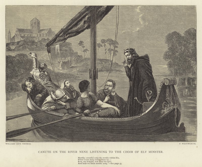 Canute op de rivier de Nene luisterend naar het koor van Ely Minster door William Cave Thomas