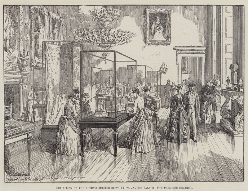 Tentoonstelling van de jubileumgeschenken van de koningin in St James