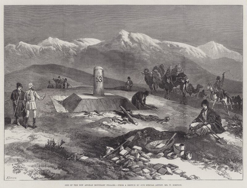 Een van de Nieuwe Afghaanse Grenspalen door William Crimea Simpson