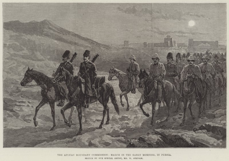 De Afghaanse Grenscommissie, Mars in de Vroege Ochtend, in Perzië door William Crimea Simpson
