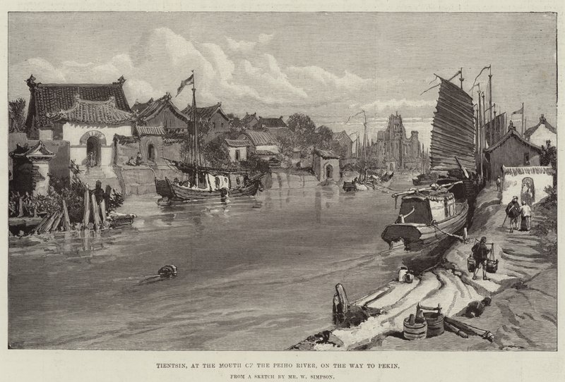 Tientsin, aan de monding van de Peiho-rivier, op weg naar Peking door William Crimea Simpson