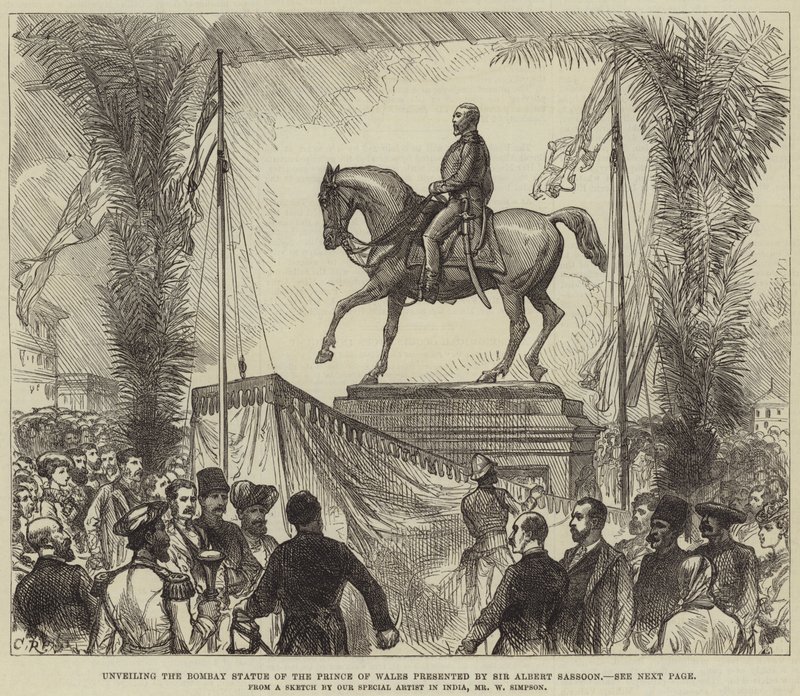 Onthulling van het Bombay Standbeeld van de Prins van Wales, geschonken door Sir Albert Sassoon door William Crimea Simpson