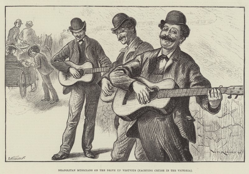 Napolitaanse Muzikanten op de Oprit naar Vesuvius (zeiltocht in de Victoria) door William Douglas Almond
