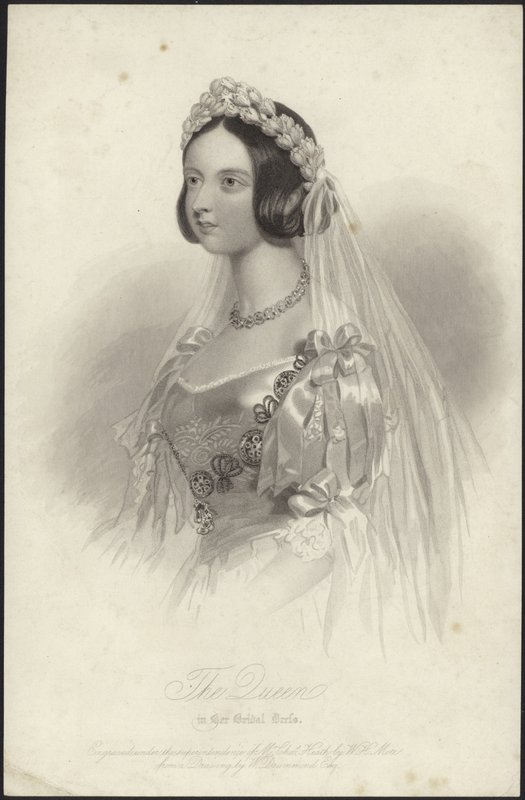Koningin Victoria in haar bruidsjurk door William Drummond