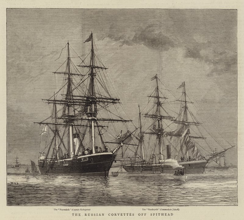 De Russische korvetten bij Spithead door William Edward Atkins