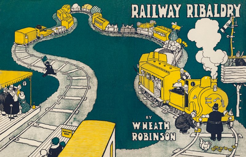 Omslagillustratie voor Railway Ribaldry door W Heath Robinson door William Heath Robinson