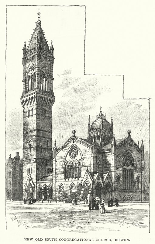 Nieuwe Oude Zuid Congregational Kerk, Boston door William Henry James after Boot