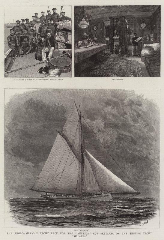 De Anglo-Amerikaanse Jachtrace voor de America Cup, Schetsen op de Engelse Jacht Galatea door William Lionel Wyllie