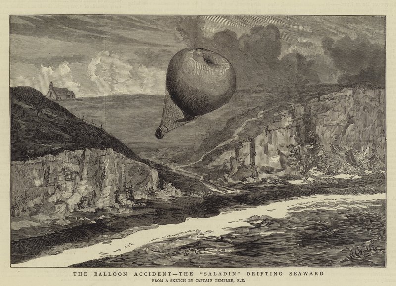 Het ballonongeluk, de Saladin drijft naar zee door William Lionel Wyllie