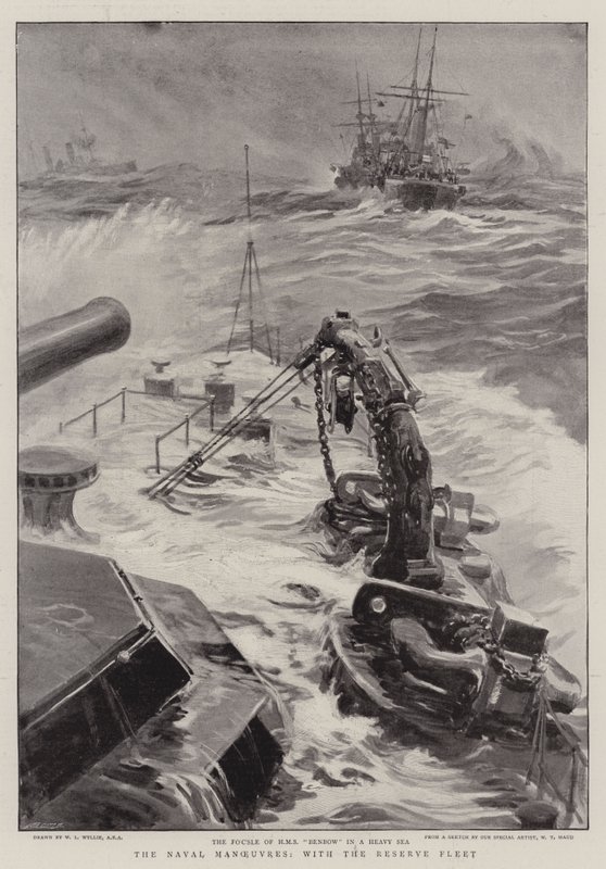 De marine-oefeningen met de reservevloot door William Lionel Wyllie