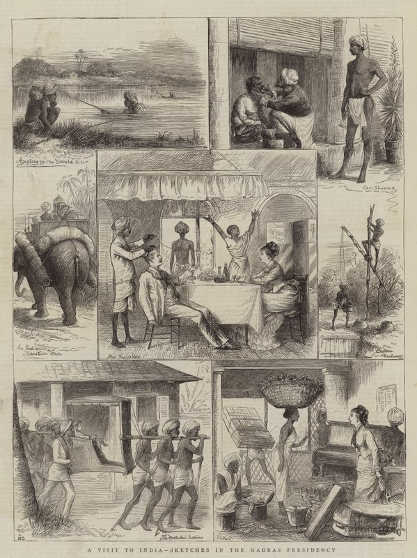 Een bezoek aan India, schetsen in het Madras-presidium door William Ralston