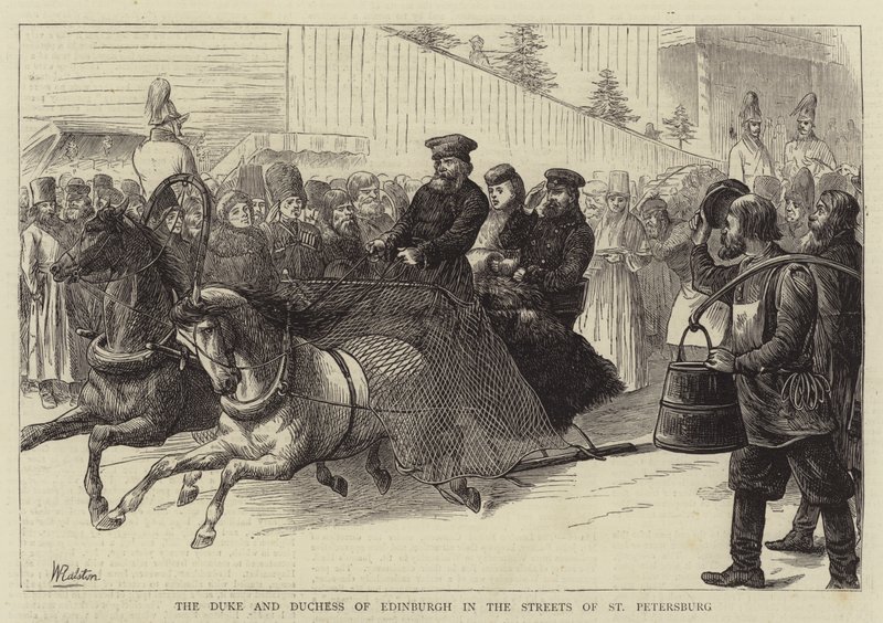 De hertog en hertogin van Edinburgh in de straten van Sint-Petersburg door William Ralston