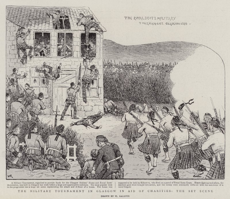 Het Militaire Toernooi in Glasgow ten Bate van Liefdadigheid, de Set Scene door William Ralston