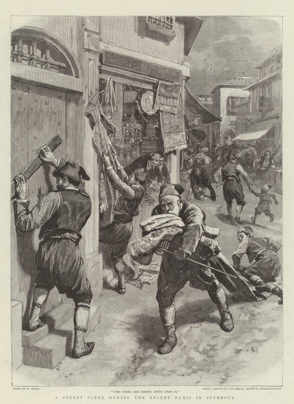 Een Straatscène tijdens de Recente Paniek in Stamboul door William Small