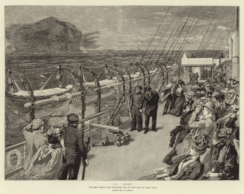 SS Scot, het nieuwe Union Line passagiersschip naar Kaap de Goede Hoop door William Small