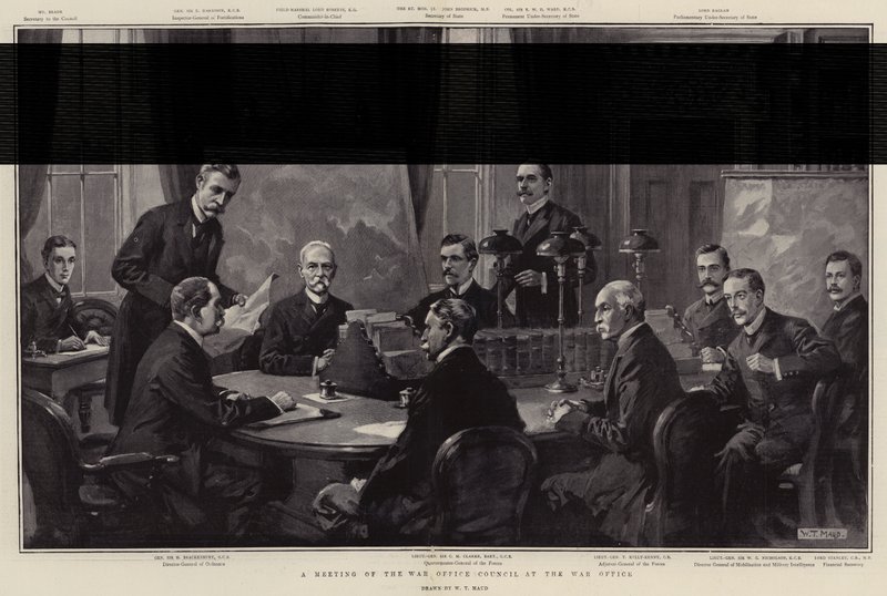 Een vergadering van de War Office Council bij het War Office door William T. Maud