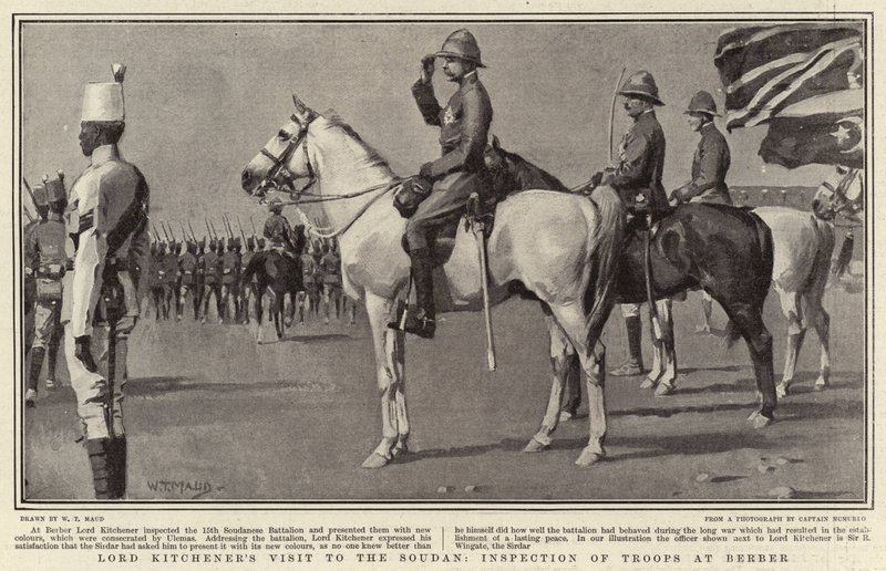 Bezoek van Lord Kitchener aan de Soedan, inspectie van troepen in Berber door William T. Maud