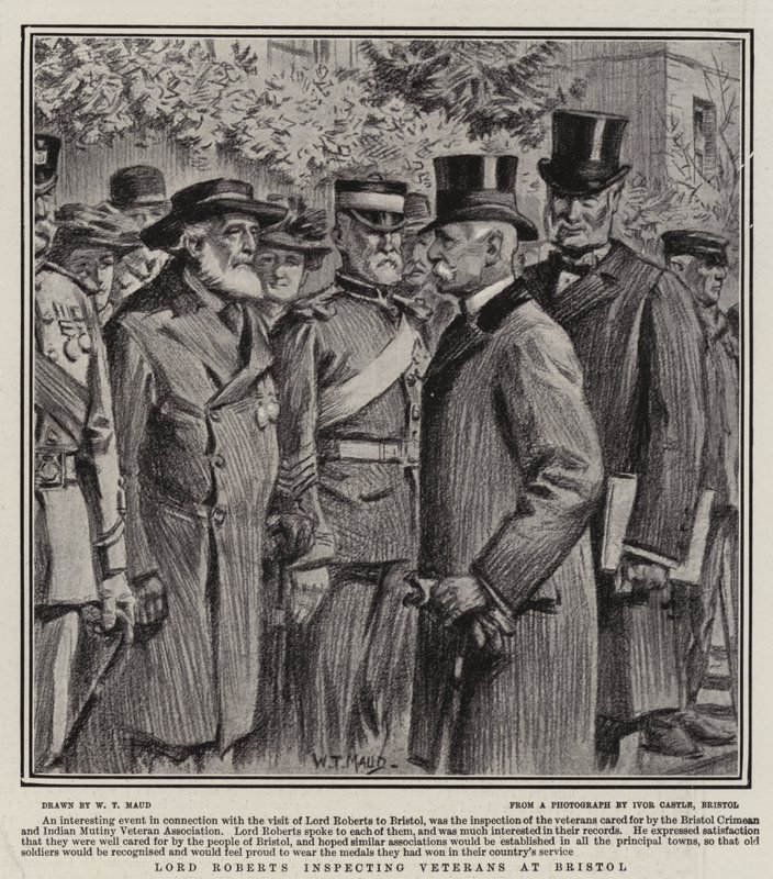 Lord Roberts inspecteert veteranen in Bristol door William T. Maud
