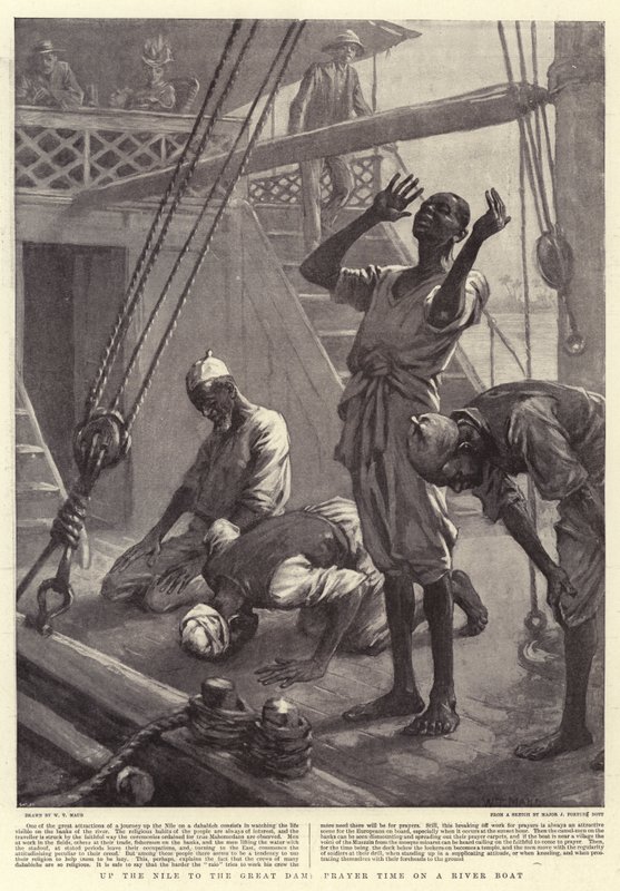 Op de Nijl naar de Grote Dam, Gebedstijd op een Rivierboot door William T. Maud