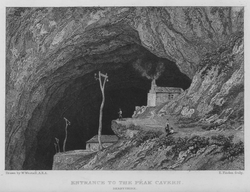 Ingang van de Peak Cavern, Derbyshire door William (after) Westall