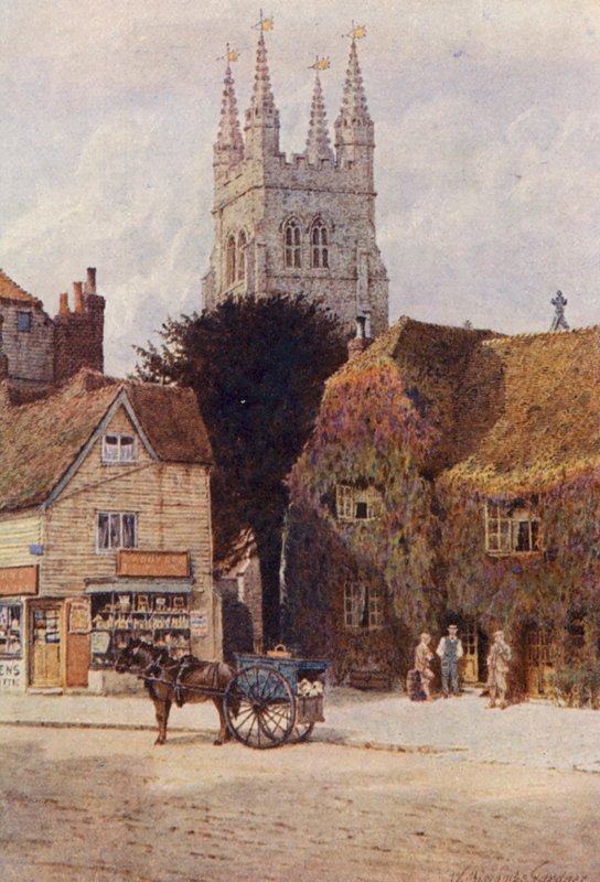Kerk en Woolpack Hotel, Tenterden door William Biscombe Gardner