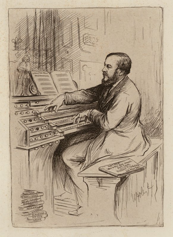 Sir Herbert Oakeley, Professor van Muziek (gravure) door William Brassey (after) Hole
