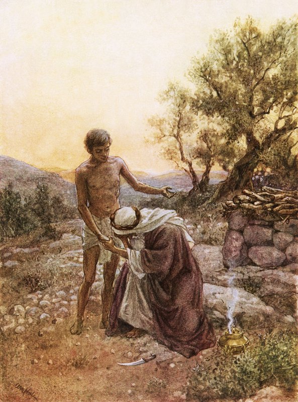 Abraham en Isaak op de berg Moriah door William Brassey Hole