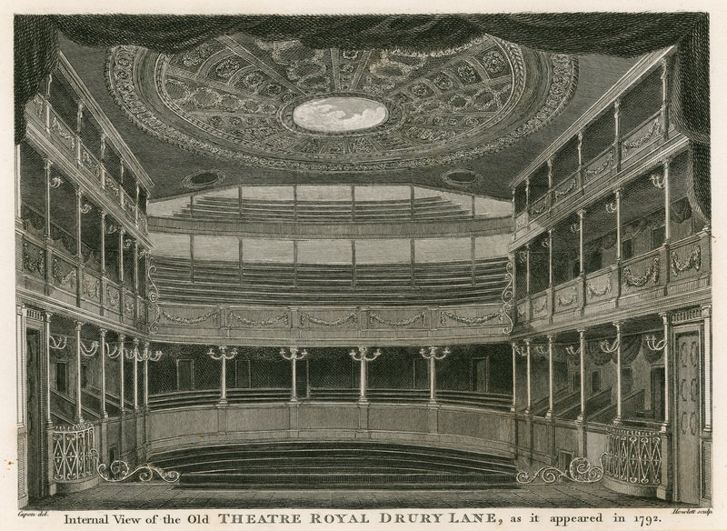 Interne Weergave van het oude Theatre Royal, Drury Lane, Londen, zoals het verscheen in 1792 door William Capon