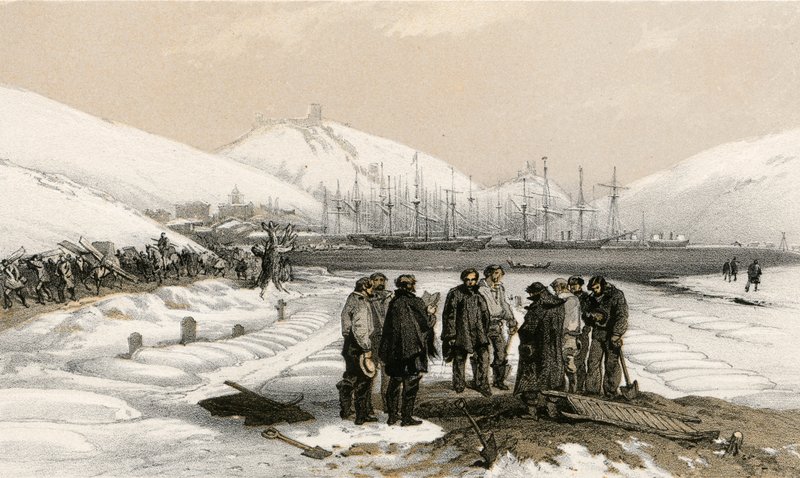 Graven aan het hoofd van de haven in Balaklava door William Crimea Simpson
