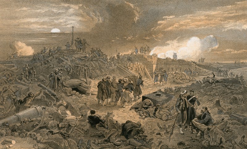Interieur van de Malakoff, met de resten van de Ronde Toren door William Crimea Simpson