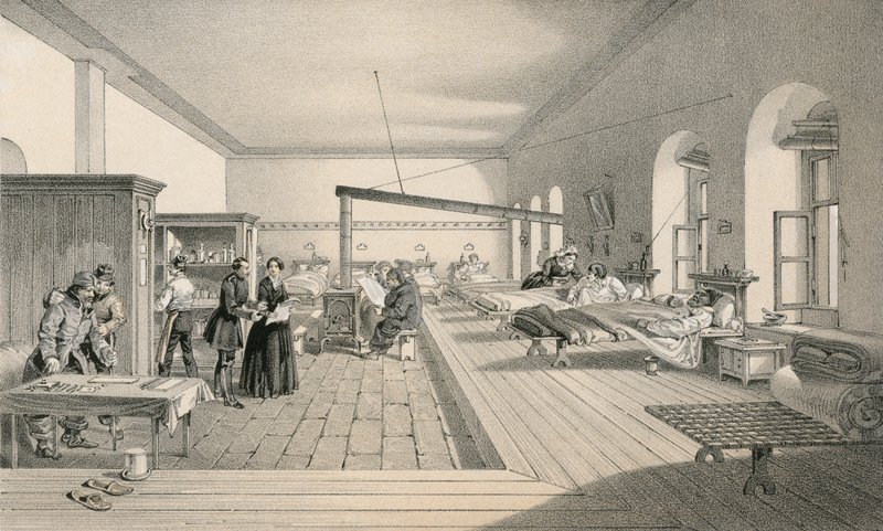 Een van de afdelingen van het ziekenhuis in Scutari door William Crimea Simpson
