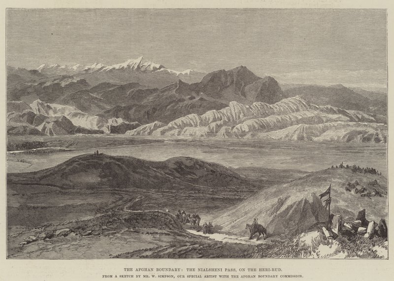 De Afghaanse grens, de Nialsheni-pas, aan de Heri-Rud door William Crimea Simpson