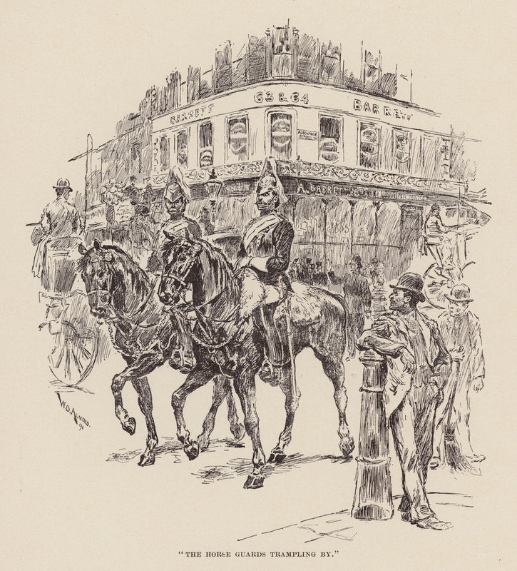 De cavalerie die voorbij marcheert (gravure) door William Douglas Almond