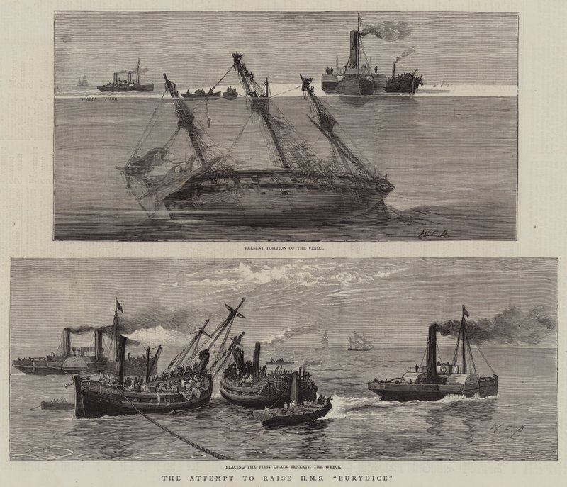 De Poging om HMS Eurydice te Lichten door William Edward Atkins