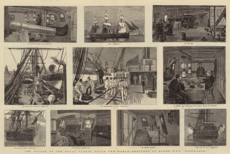 De Reis van de Koninklijke Cadetten Rond de Wereld, Schetsen aan Boord van HMS Bacchante door William Edward Atkins