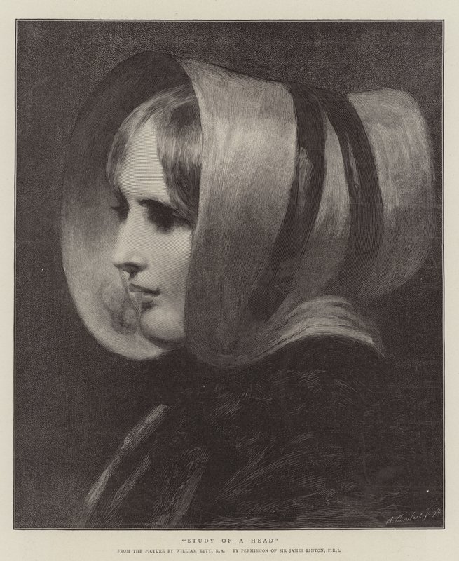Studie van een hoofd door William Etty