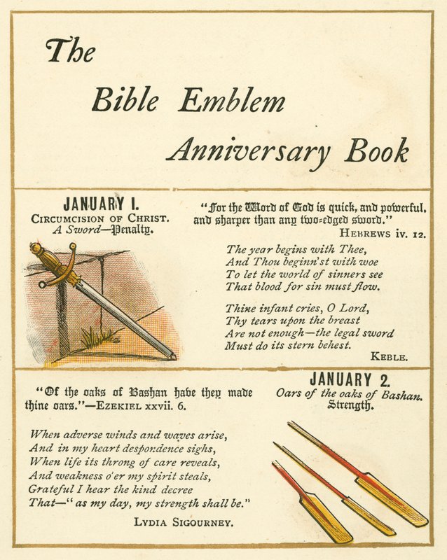 Pagina uit Het Bijbel Embleem Jubileumboek door William Foster