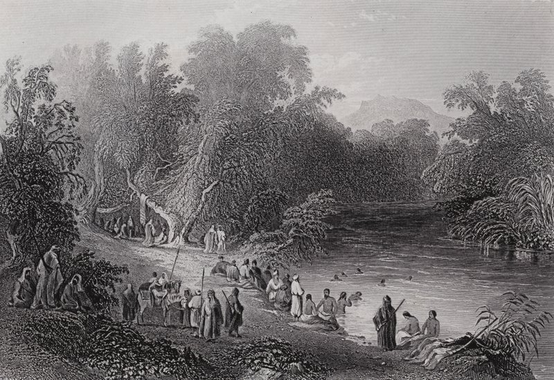 De rivier de Jordaan, Griekse badplaats door William H. Bartlett
