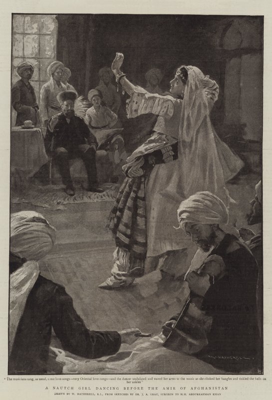 Een Nautch-meisje dat danst voor de Amir van Afghanistan door William Hatherell