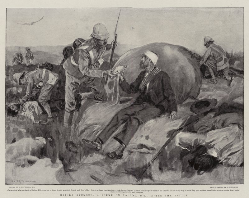 Majuba Gewroken, een Scène op Talana Hill na de Slag door William Hatherell