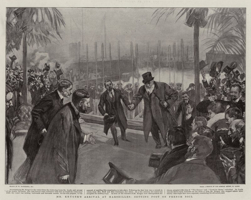 De aankomst van de heer Krugger in Marseille, zet voet op Franse bodem door William Hatherell