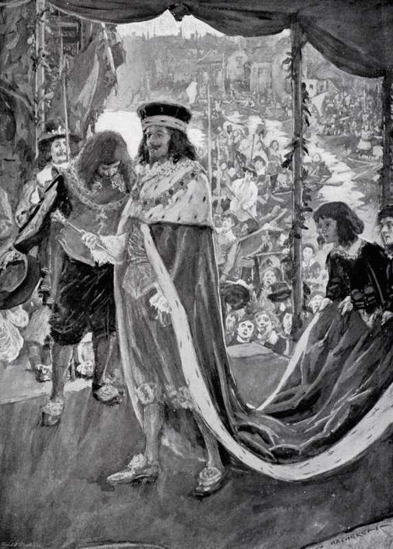 Voortgang van koning Charles I naar Westminster Abbey door William Hatherell