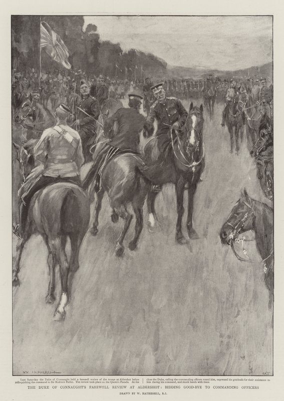 Het afscheid van de hertog van Connaught in Aldershot, afscheid nemend van bevelvoerende officieren door William Hatherell