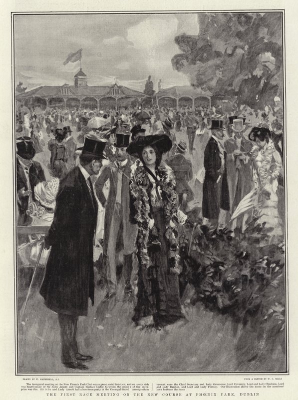 De eerste racebijeenkomst op de nieuwe baan in Phoenix Park, Dublin door William Hatherell