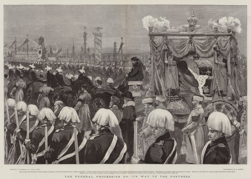 De begrafenisstoet op weg naar het fort door William Hatherell